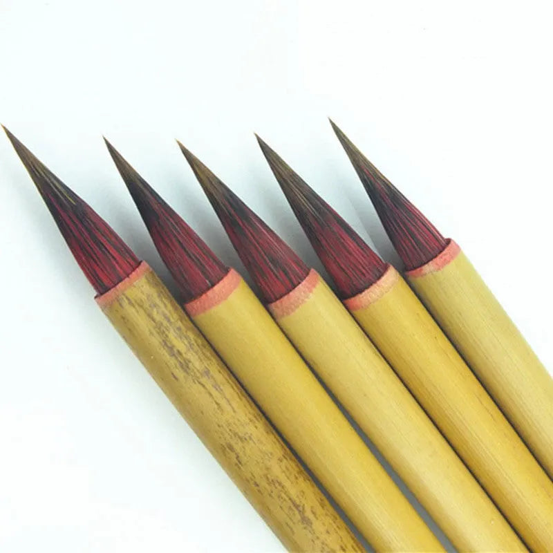 Red hair Chinese writing brush with wooden handle for calligraphy and ink painting