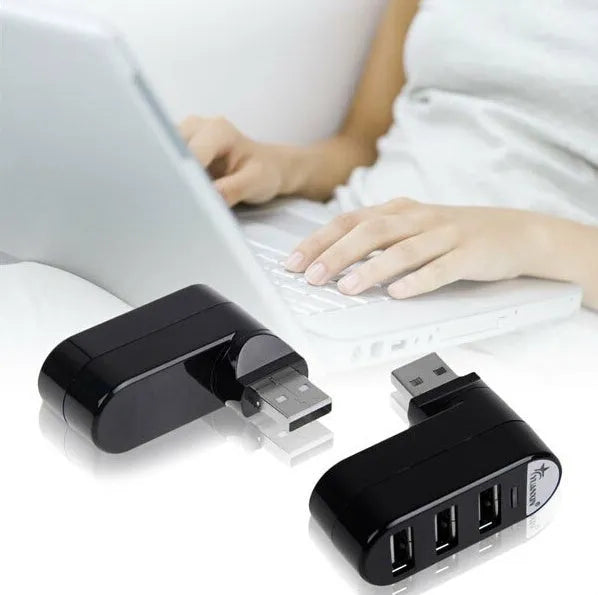 Black and white USB 2.0 splitter hub with multi-interface spin colour design for expanding device connections