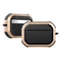 Black TPU and PC protective case for AirPods 1, 2 and Pro models on a white background.
