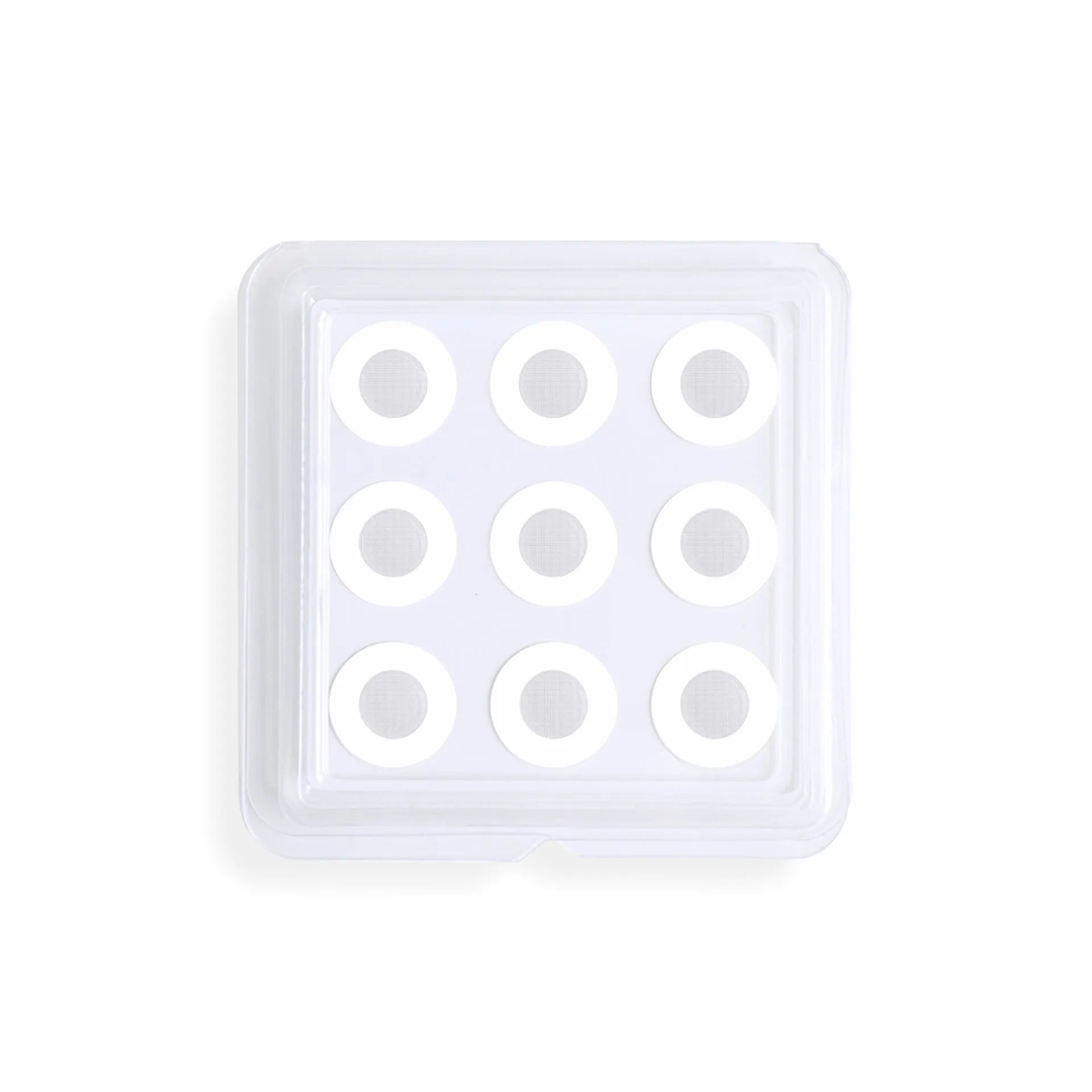 Transparent hyaluronic acid microcrystalline acne cover patches on skin.