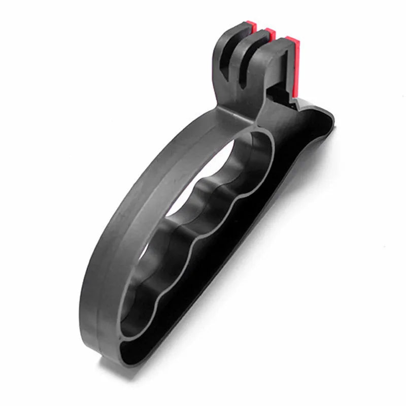 Black handheld 2-in-1 knife and scissor sharpener with tungsten steel blade