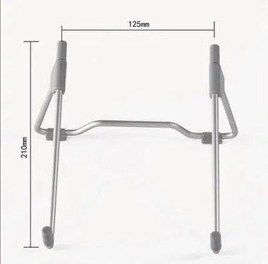 Grey aluminium alloy mobile phone and laptop stand on wooden desk