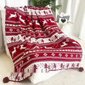 Personalised acrylic Christmas blanket with snowflake or reindeer print, shown in two sizes.