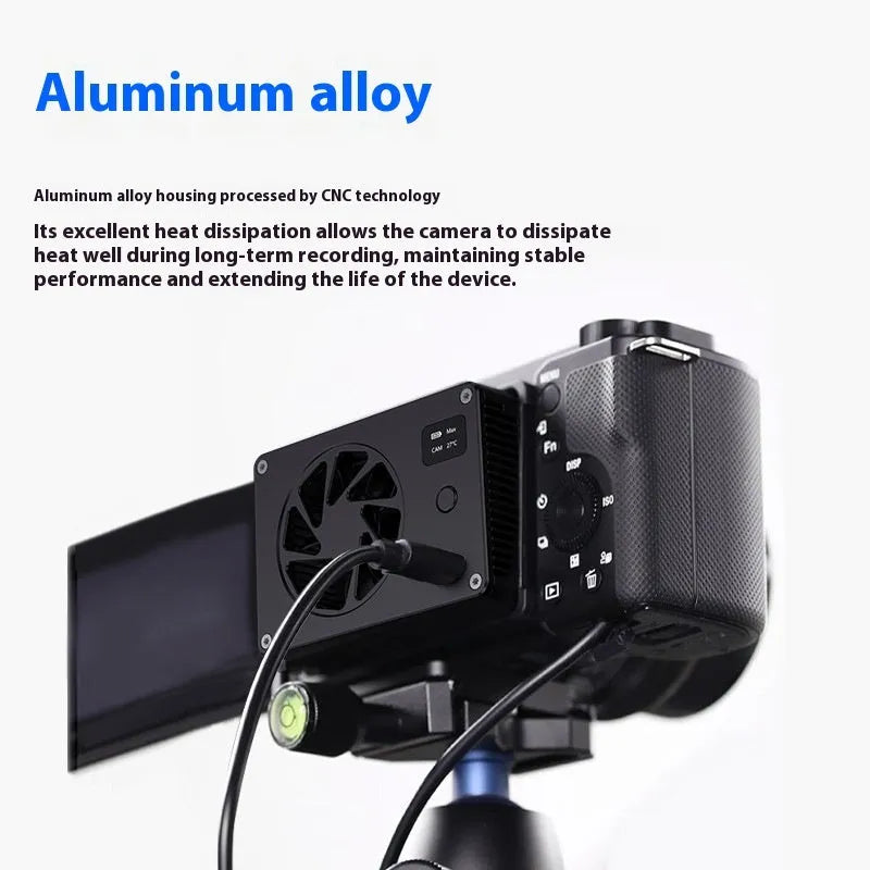 Black aluminium PC cooling radiator with power cord, dimensions 89x52mm