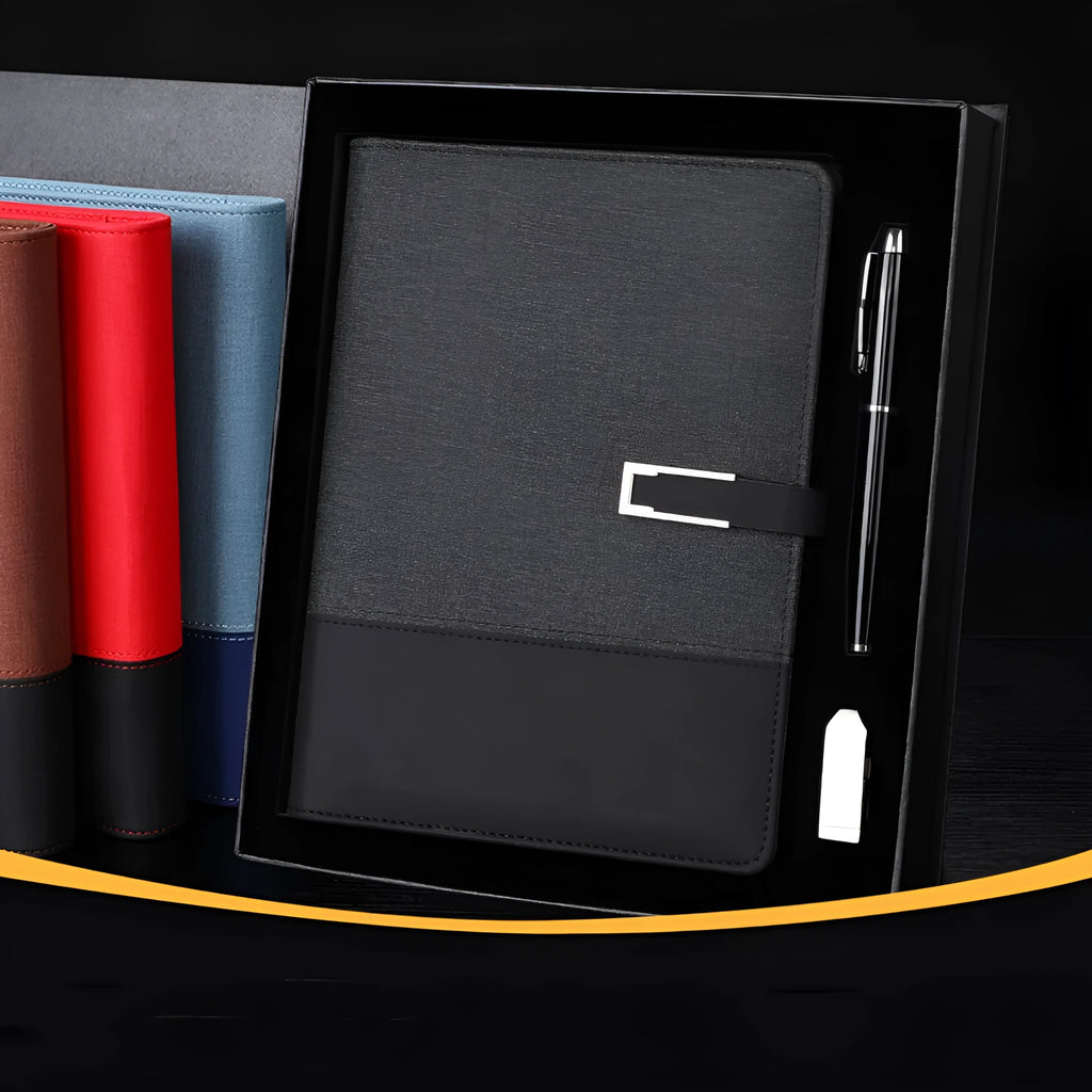 Soft leather A5 notebook with wood-free paper in multiple colour options including brown, black, green, blue and red
