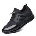 Autumn men's breathable sports shoes in black with hollow design and high-top cow split leather upper