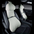Car neck pillow and lumbar support pillow set with wavy leather embroidery pattern in a choice of colours.