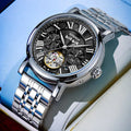 Men's automatic waterproof watch with steel strap in business style design