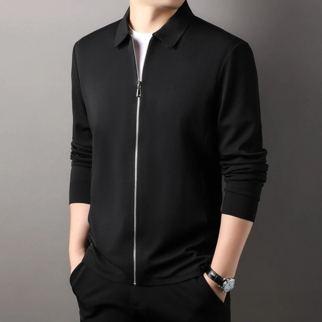 Men's polyester business casual jacket with regular sleeves and straight hem in three colour options