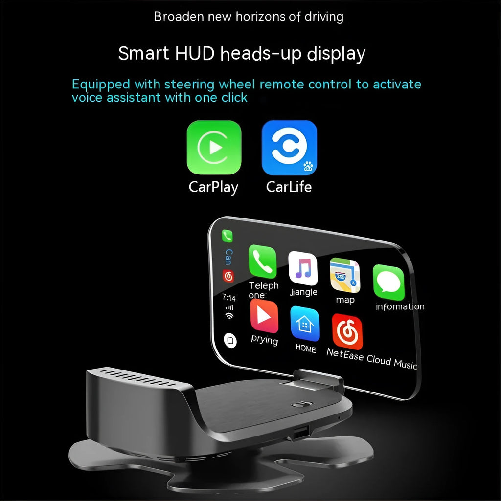 Black HUD head-up display projector unit for car speed projection with OBD connector