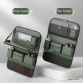 Leather car seat storage bag in black with handle and foldable dining table