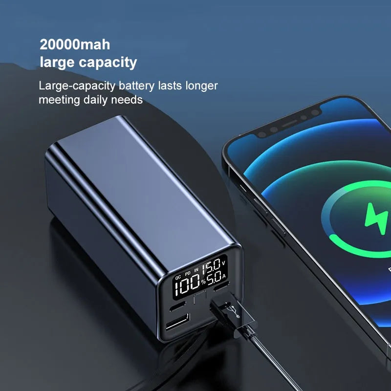 Black metal 65W high-power laptop charging bank showing size and USB-C port.