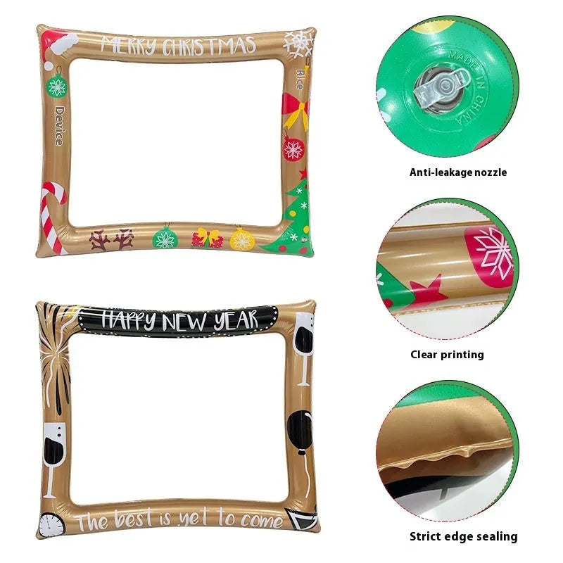 Christmas inflatable photo frame PVC holiday photography prop for festive events