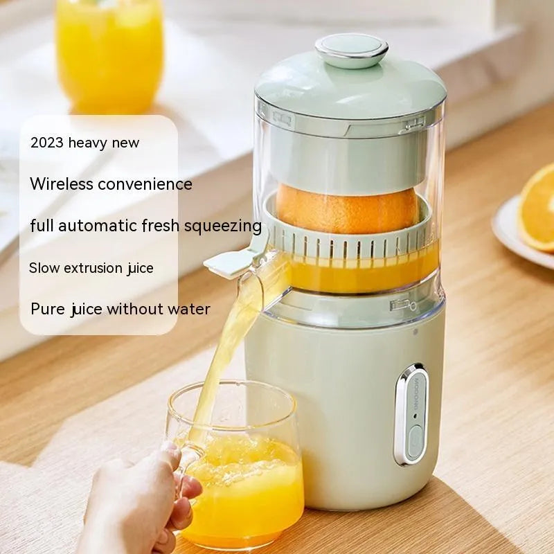 Fresh green portable electric juicer with USB charging port and removable parts for easy cleaning