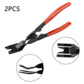 Red-handled steel automotive panel removal pliers for General Motors door clips.
