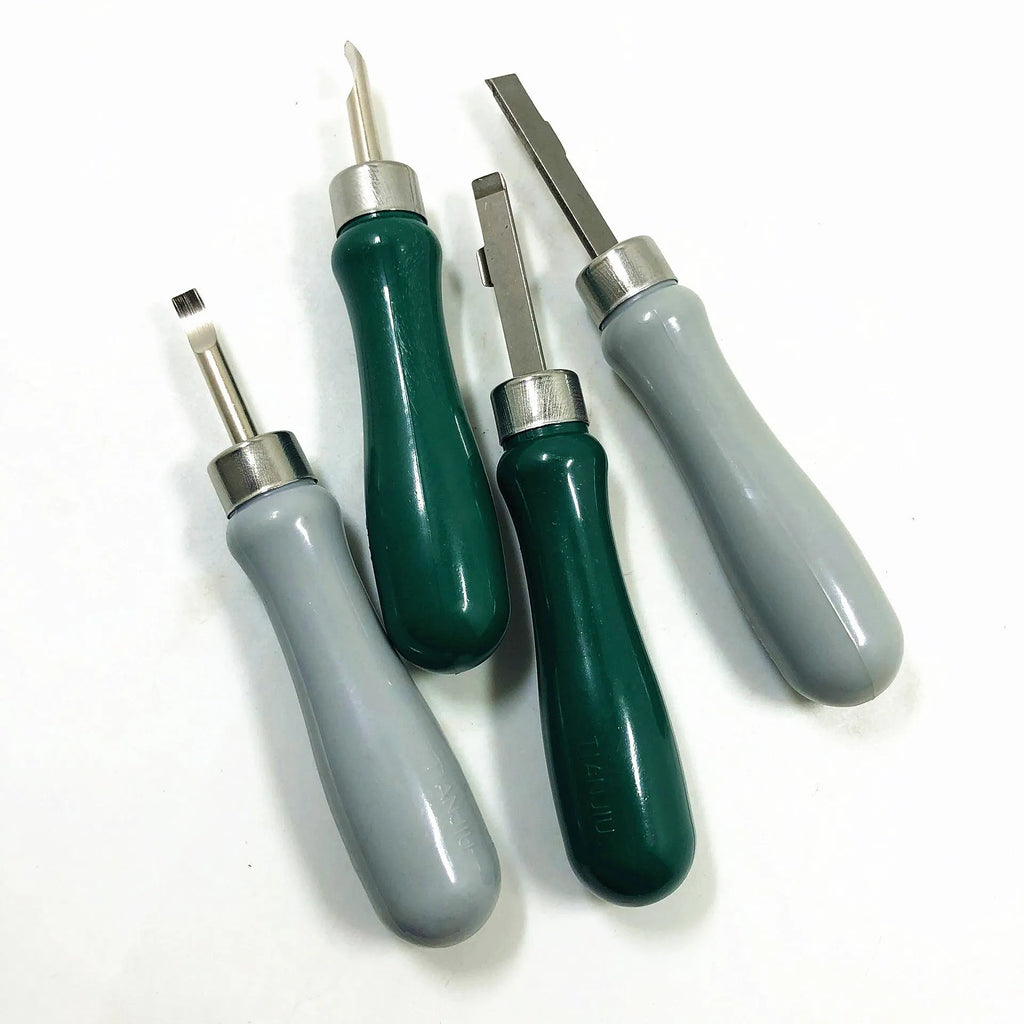 Watch back case opener tool with alloy plastic construction showing pry knife design options