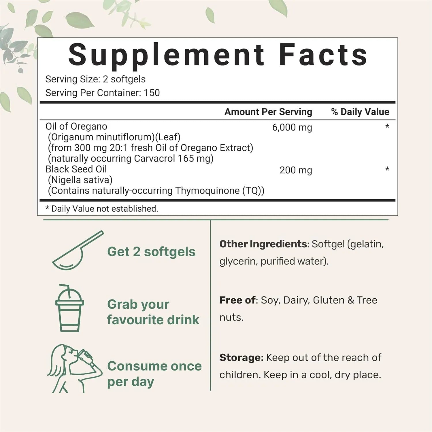 Pack of Butter Black Seed Oil Soft Capsules showing 180 or 300 tablet options