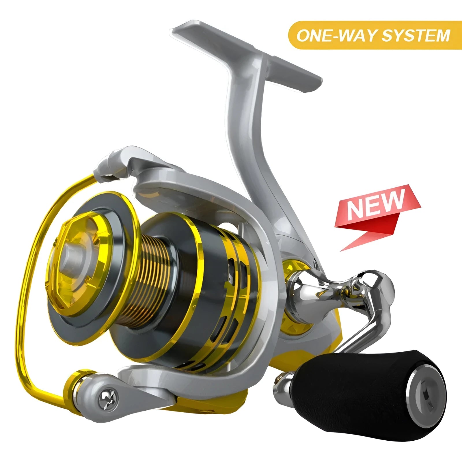 All metal diagonal CNC spinning reel sea fishing wheel with rocker design, black, SAG model