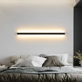 80cm long black aluminium LED wall lamp with a linear strip design and touch colour control.