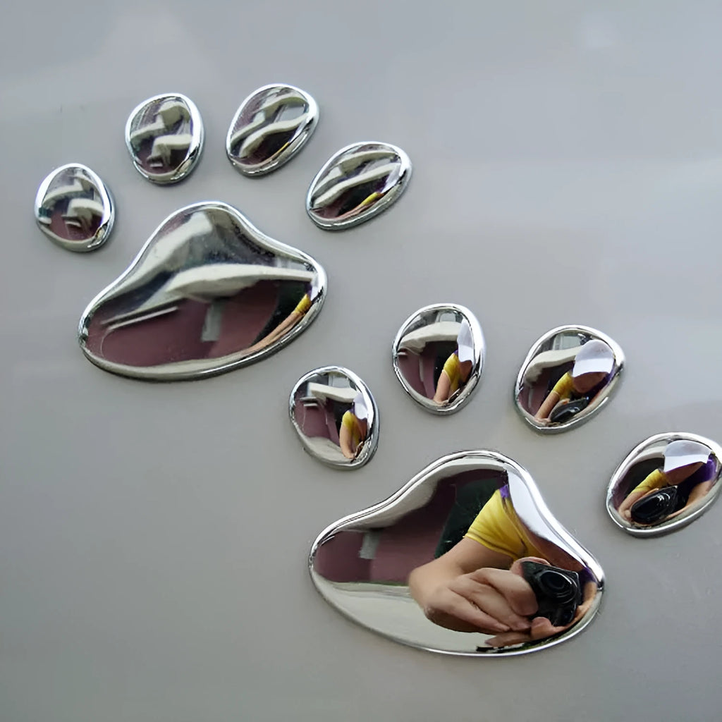 PVC car bumper sticker with footprints pattern and hand-shaped brush design measuring 7cm length