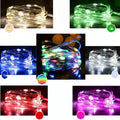 12-metre long copper wire LED string light with 120 small lamps, showing multiple colour options.