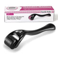 Black and purple titanium derma roller with 540 needles for face, hair and body.