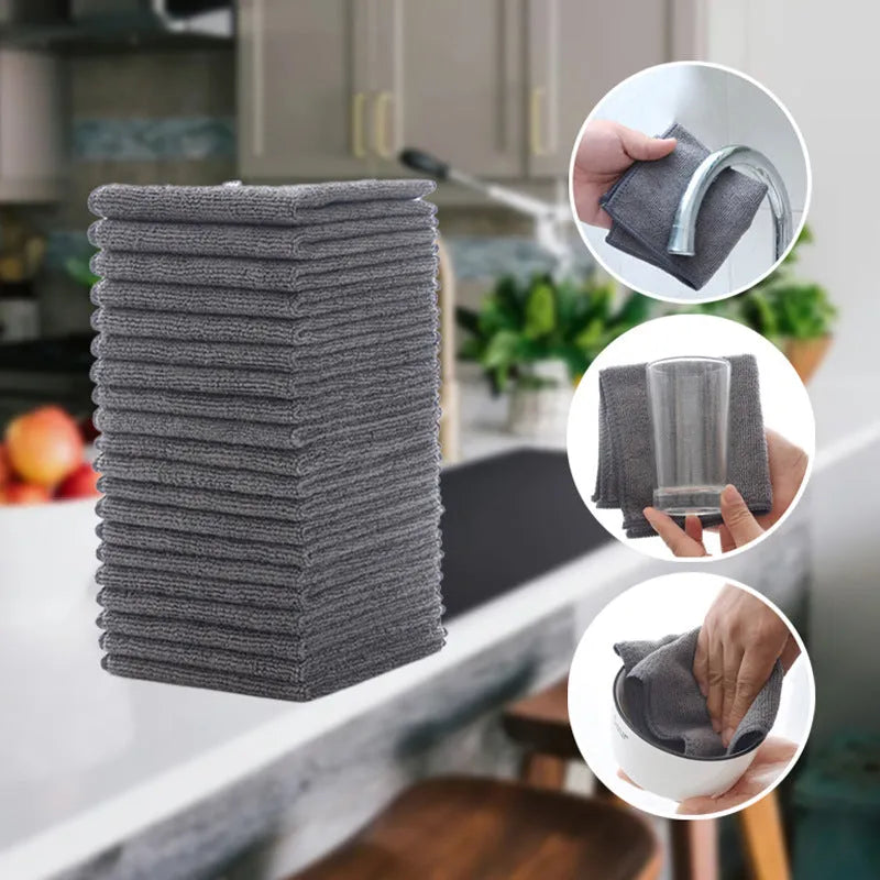 Grey 25x25cm microfiber kitchen cleaning cloth for oilproof decontamination