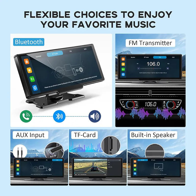 10.26-inch black touch screen car navigation device with dual recording cameras