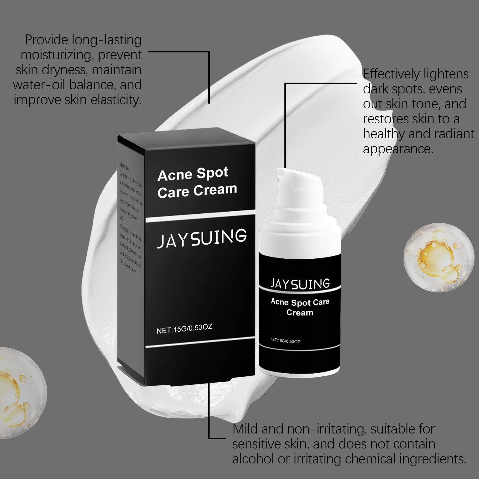 15g tube of acne removal face cream with mint, tea tree oil and aloe vera ingredients.