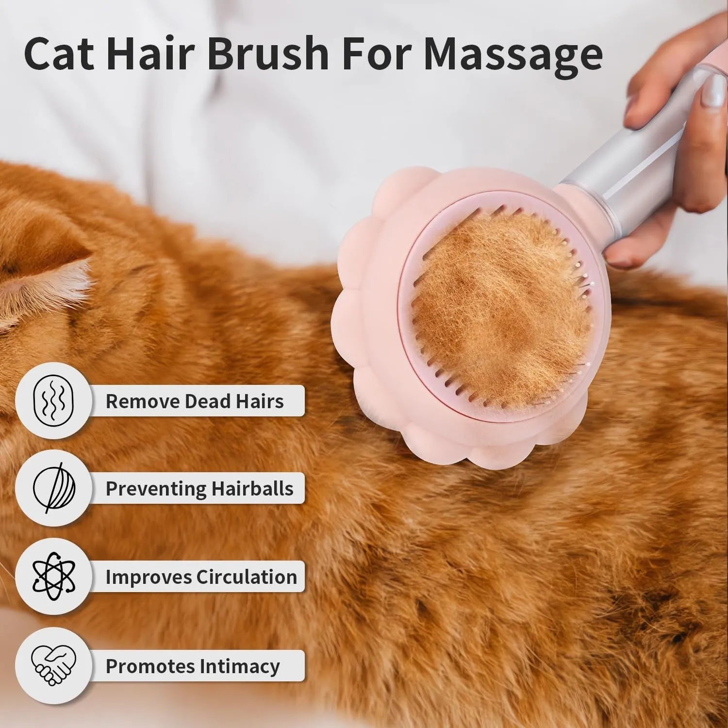Spray cat brush with release button in grey, green or pink colours for pet grooming