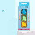 Children's writing corrector pen holder orthosis in dolphin or mixed colour designs for learning pencil grip.