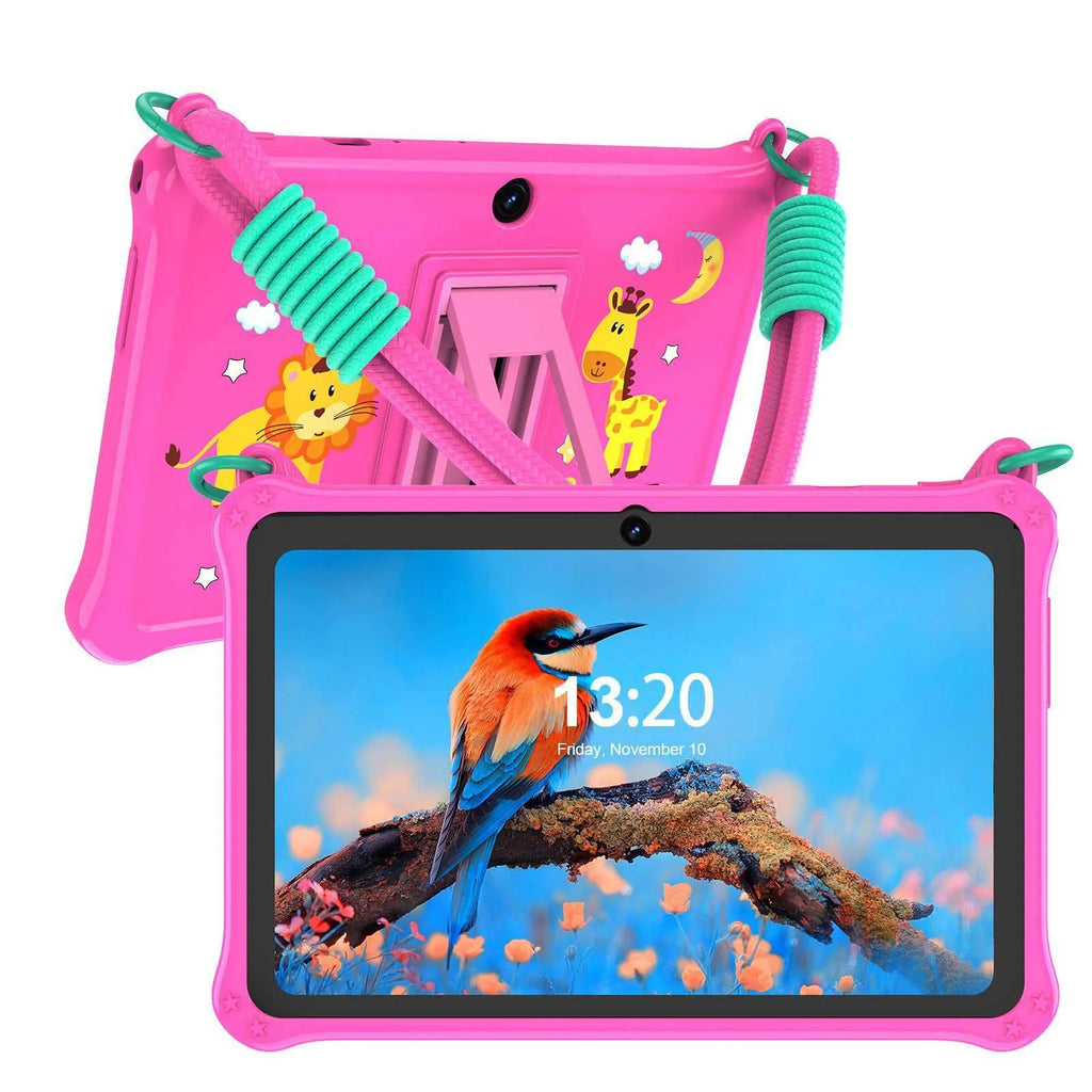 7-inch children's silicone tablet protective case with flat strap in sapphire blue colour