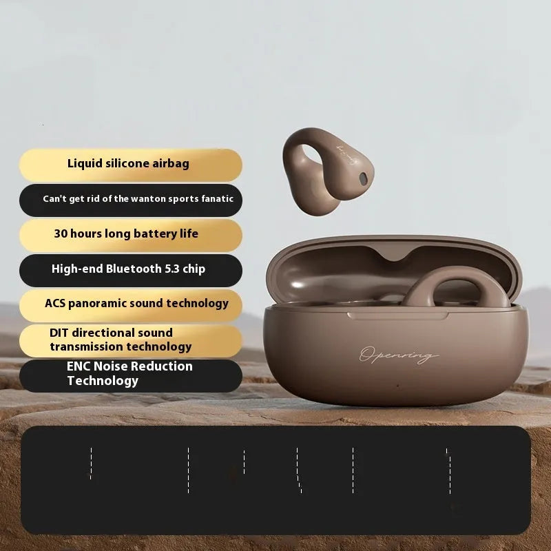 Gas bone conduction Bluetooth headset clip-on wireless sports earphone Earth and Bright Moon colours PC ABS