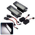 Pair of white LED license plate light bulbs for Volkswagen Golf, Polo, and Phaeton models.