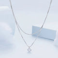 S925 sterling silver double layer necklace with pearl chain and silver alloy pendant.