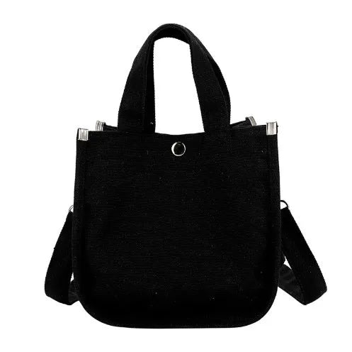 Canvas small square messenger bag for women with magnetic buckle closure in khaki colour