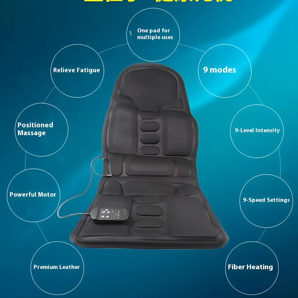 Black electric heating massage mat with infrared physiotherapy function and adjustable speed control