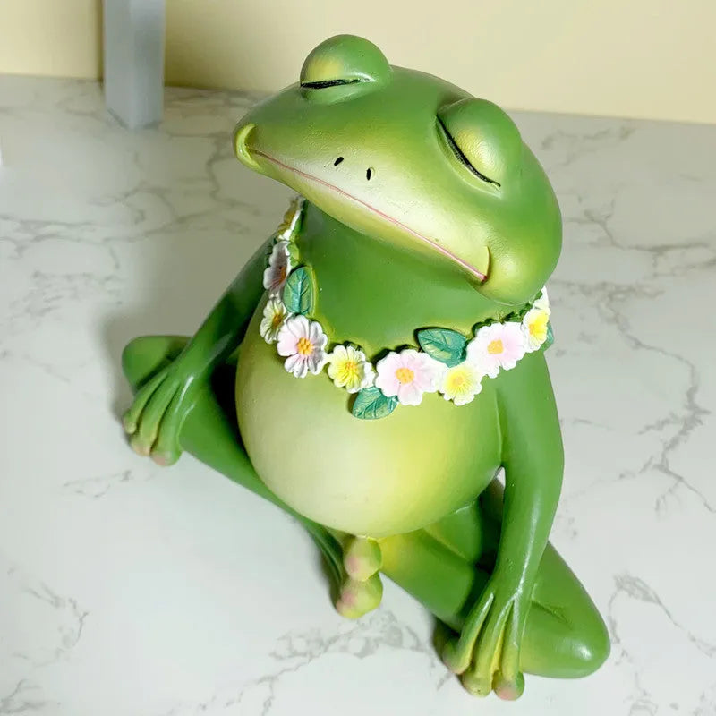 Magic Yoga Frog home ornament in RDW123 colour, European style micro landscape sculpture.