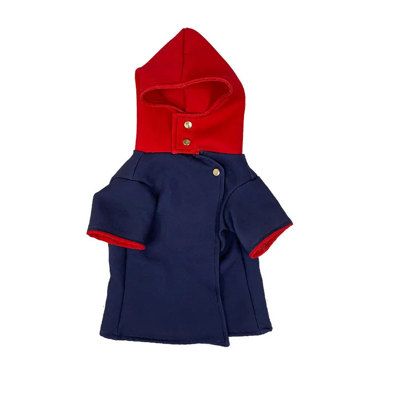 Tiger Staff Yuren coloured pet hoodie for cats and dogs, shown in small and medium sizes with a hood.