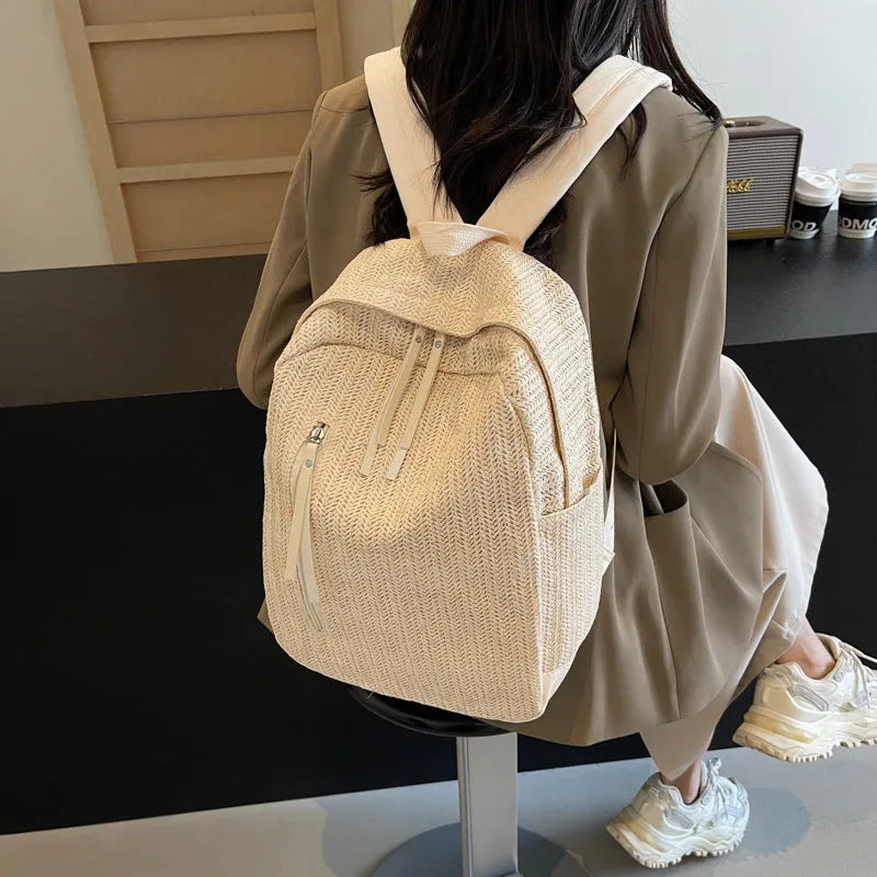 Minimalist waterproof polyester backpack in black with internal phone pocket and urban simplicity design