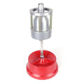 Portable hub balancer with aluminium head for car wheels showing bull's eye level and enamel-finished base