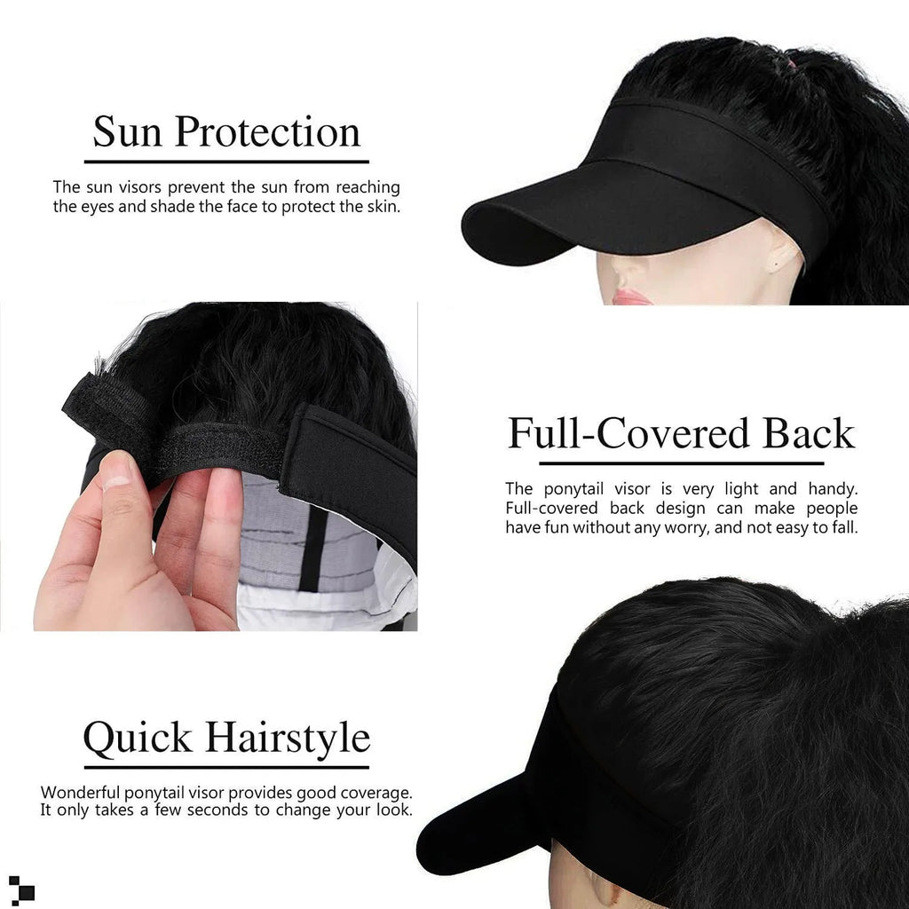 Women's short hairstyle hooded wig with horse tail waves on nude hat base in multiple colour options
