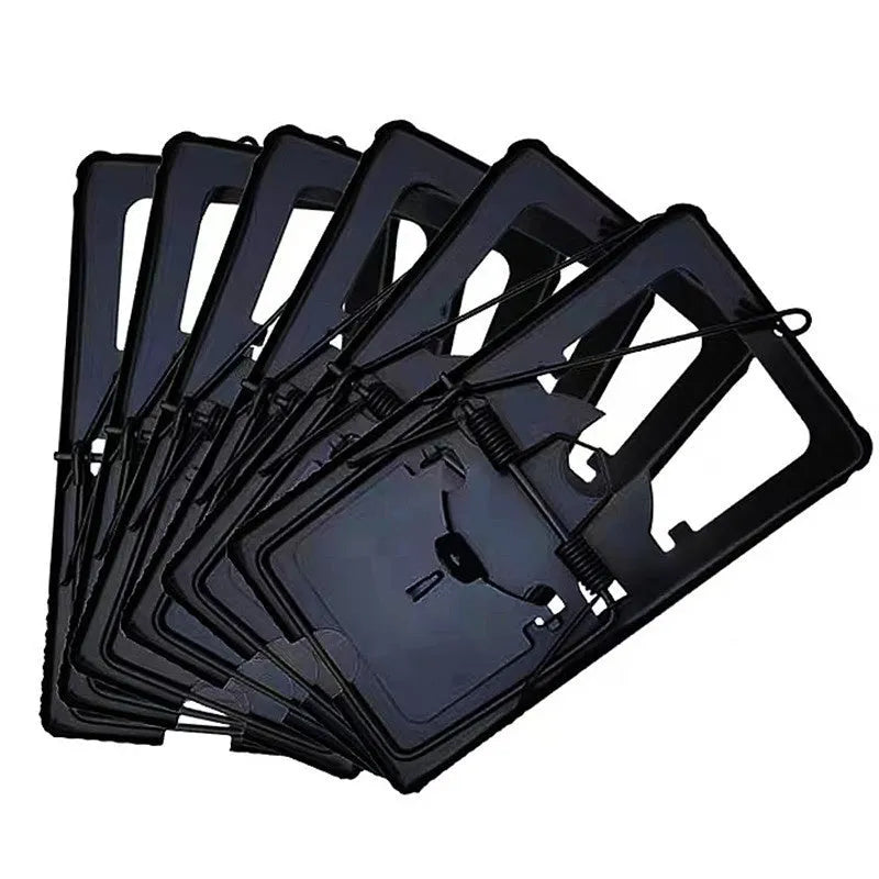 Automatic mouse cage trap shown in metal and plastic, available in small, medium, and large sizes.