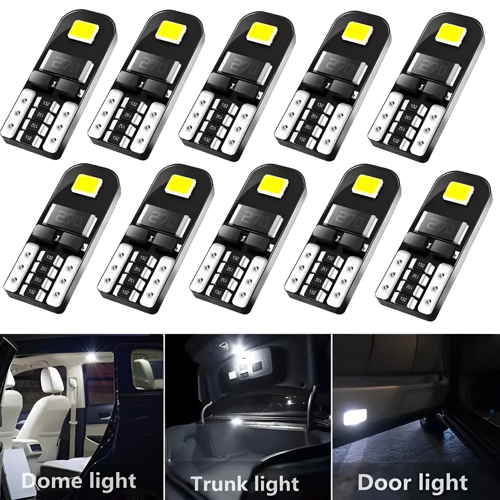 Single white LED car light bulb T10 W5W 2W 6500K waterproof circuit board construction