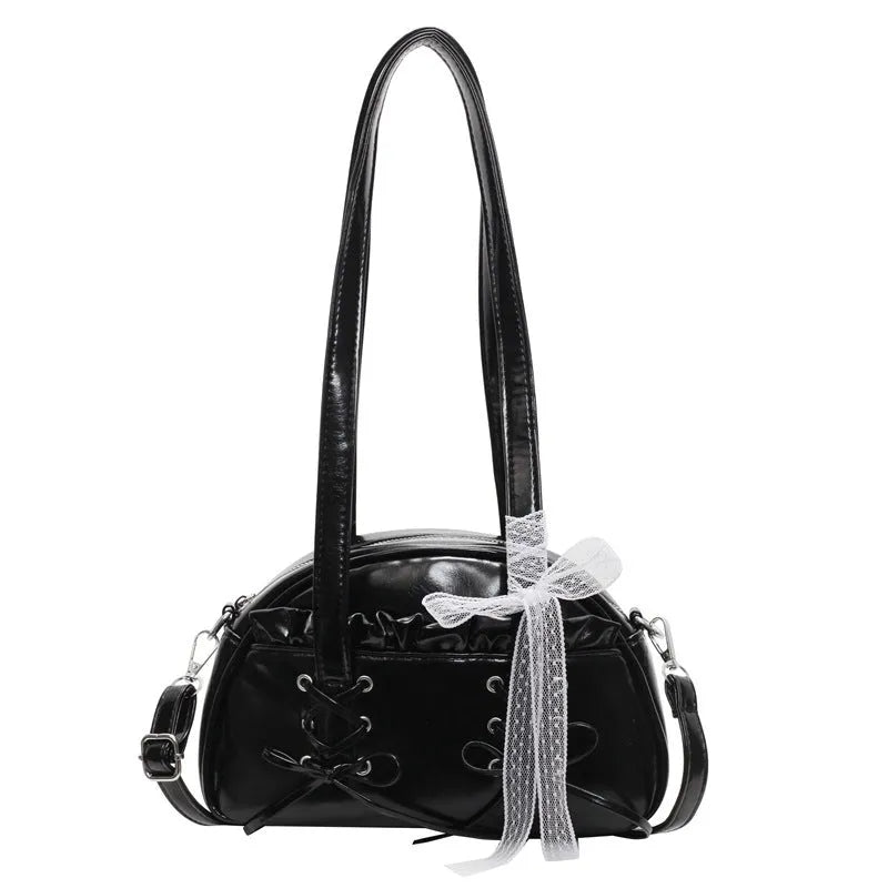 Women's PU bandage bow handbag in casual style with mobile phone compartment