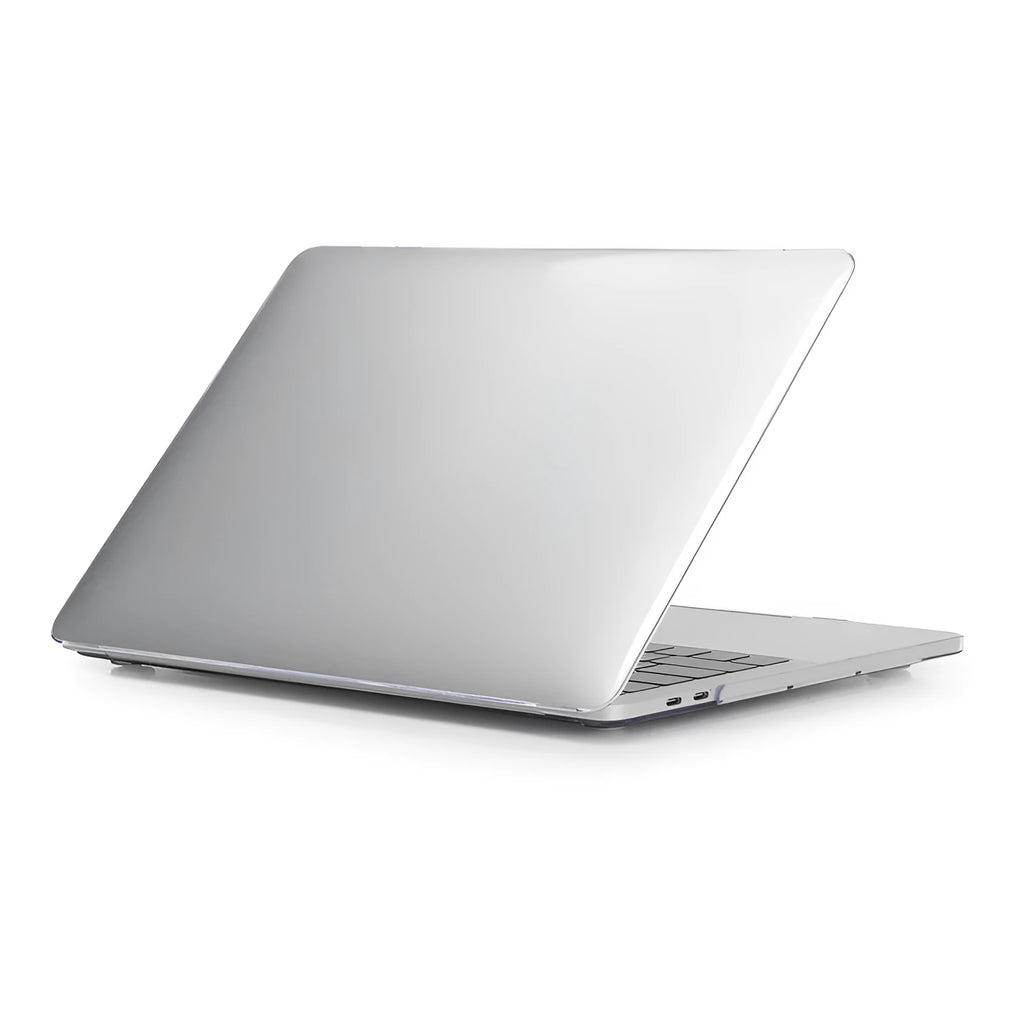 Transparent and black PC hard shell protective cases for a MacBook Pro 14-inch and 16-inch laptop.