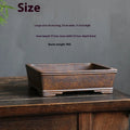 Rectangular purple sand ceramic bonsai flowerpot shown in large and small size options.