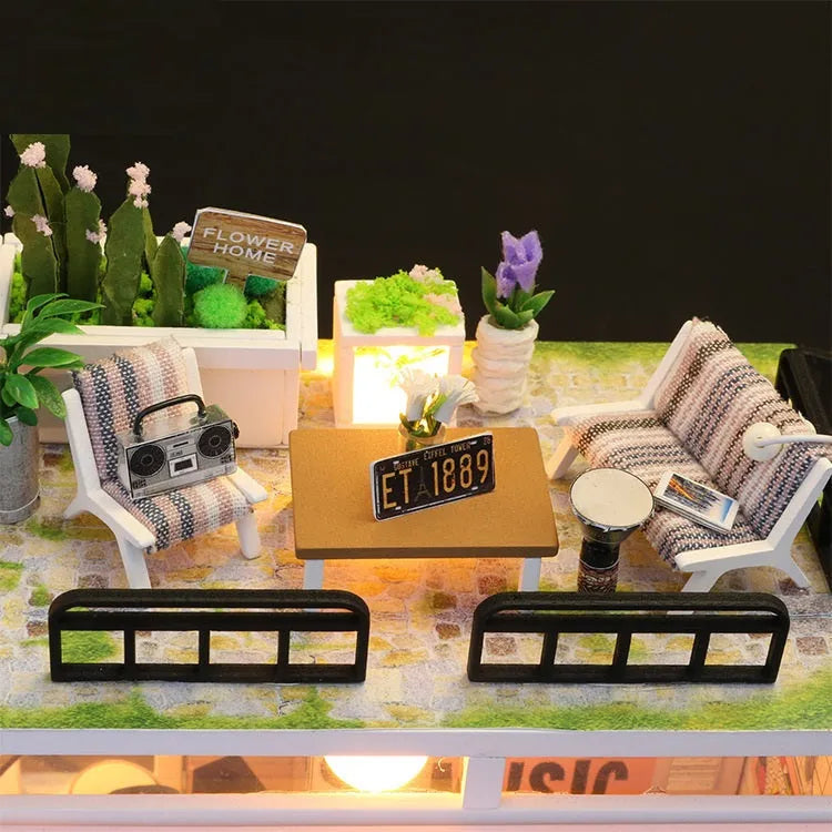 Small Time Studio handmade wooden toy cottage building model M903 English version with flash function