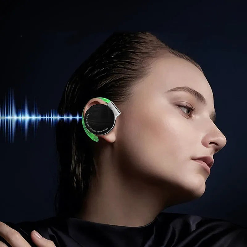 Black and white wireless Bluetooth sports earphones with in-ear plugs