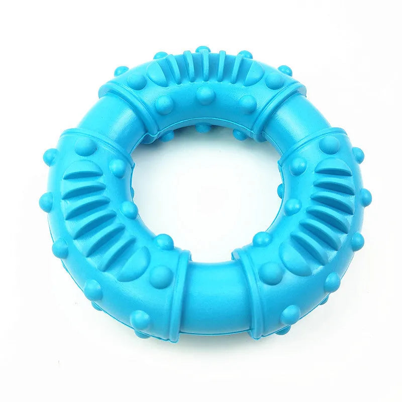 Blue hollow rubber dog fetching stick toy for fetch games and water play